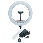Elight SR14 36 cm LED &scaron;viesos žiedas su i&scaron;maniojo telefono laikikliu + 220 V adapteriu + nuotolinio valdymo pultu juoda