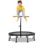 Costway &phi;117 cm sulankstomas mini batutas su reguliuojamo auk&scaron;čio rankena, oranžinis vaiki&scaron;kas batutas