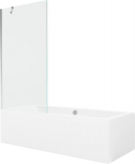Vonia Mexen Cube su apdaila ir stiklo sienele, 170x80 cm + 90 cm, White+Chrome/Transparent