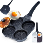 Granitinė keturių skylių keptuvė kiau&scaron;iniams Black Line 19 cm