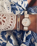 Moteri&scaron;kas laikrodis Daniel Wellington Petite Dover, baltas/rožinio aukso spalvos