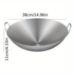 Storu dugnu nerūdijančio plieno wok keptuvė 38 cm., 38 cm