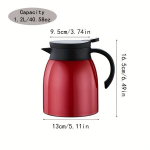 304 Nerūdijančio Plieno Termosas Kavai su Filtru ir Dangčiu,  【Raudona 1,2 l】