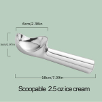 Nerūdijančio plieno ledų samtelis su svirtimi, 2,5 oz
