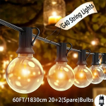 LED lauko girliandų lemputės G40, 60FT/18,3m 20+2(Atsarginės)Lemputės