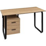 Ofisas su 2 stalčiais medžio ir metalo efektu - 5Five - Natūralus - 120 cm x 60 cm x 75 cm