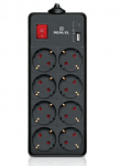 REAL EL RS-PROTECT 805, Prailginimo laidas, su tinklo filtru, 2 USB 2.0 / Type C, 3m