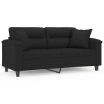 Dvivietė sofa，Poilsio sofa su pagalvėmis, juoda, 140cm, mikropluo&scaron;to audinys CFE31057