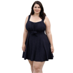 Moteri&scaron;ka maudymosi suknelė su formuojančiu efektu tummy control ir integruotais &scaron;ortais Saitdress, juoda, 2XL