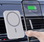 Magnetinis automobilinis telefono laikiklis su įkrovimu (baltas)