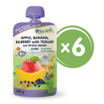 &bdquo;Obuolių, bananų, ir mėlynių su jogurtu" ekologi&scaron;ka tyrelė FLEUR ALPINE, nuo 6 mėn.,120 g x 6 vnt