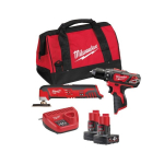 Milwaukee įrankių rinkinys M12 BPP2D-402B 4933441250, 12V, 4.0Ah, Li-ion, 2 baterijos, C12 C įkroviklis, 80 min, krep&scaron;ys