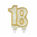 Gimtadienio žvakė numeris 18, auksinis kontūras
