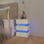 Naktinė spintelė su LED ap&scaron;vietimu, 45x35x67 cm, balta