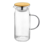 Sulčių puodelis, 1 l, su dangteliu, stiklinė, bambukas