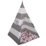 Žaidimų palapinė su kamuoliukais Selonis Teepee, 100 kamuoliukų, balta/pilka