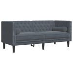 Dvivietė chesterfield sofa su pagalvėlėmis, pilka, aksomas