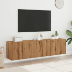 Sieninės tv spintelės, 2vnt., artisano ąžuolo, 80x30x41cm