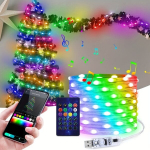 USB APP magi&scaron;kos spalvotos odinės girliandos lemputės, 20 metrų 200 LED