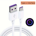 5A USB C tipo laidas greitas krovimas duomenims, Baltas