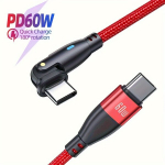 PD 60W USB-C kabelis 180&deg;, Raudona