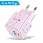 2 jungčių PD 25W USB-C kroviklis, Rožinis