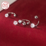 Eleganti&scaron;ki minimalistiniai 925 sidabriniai auskarai su cirkoniu., 3 mm