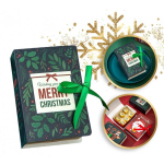 Dovanų dėžutė dekoratyvinė žalia, MERRY CHRISTMAS su lankeliu 13x9x4,5 cm OPO33