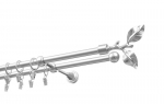 Dvigubas karnizas metalinis 16 mm + 16 mm ELIZA, 400 cm, matinio chromo