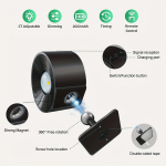 ROUTSHEL LED Magnetinė Sieninė Lempa 1/2 Rinkinys - USB Įkraunama 360&deg; Sukiojama Lempa su Nuotoliniu, 3 Spalvų Keičiama, Pritemdoma, Energiją Taupanti