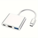 3-in-1 USB-C į 4K HDMI Adapteris, Įkrovimo Hubas ,  Sidabrinis