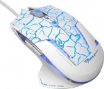 "e-blue" pelė "mazer pro", 2500dpi, optinė, 6 but., usb laidas, baltos ir mėlynos spalvos, žaidimų, el. dėžutė