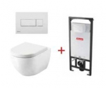 WC komplektas Ravak: WC potinkinis rėmas + klozetas + mygtukas + Soft Close dangtis