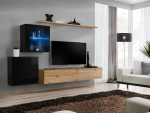 Sekcija Switch XV, juodos/ąžuolo spalvos