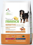 Natural Trainer Sensitive No Gluten vidutinių ir didelių veislių &scaron;unims su la&scaron;i&scaron;a 3kg