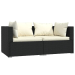 Lauko sofa, su pagalvėlėmis, juoda