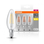 SET 3 becuri LED Osram, soclu E14, galia 4,5 W, forma Lumanare, lumina alb calda, maitinimo įtampa 220&ndash;240 V, "000004058075819313" (žalias 1,35 lei)