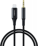 Kabelis, juodas, 2 m ilgio, Lightning - mini jack 3.5 mm, Apple įrenginiams