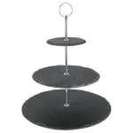 Serviravimo padėklas, 31 cm, Serviravimo lėk&scaron;tė akmens juoda 3 auk&scaron;tų 31 cm