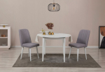 I&scaron;plečiamas valgomojo stalo ir kėdžių rinkinys (3 vienetai) Vina 0701 - White, Grey