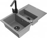 Granitinė virtuvinė plautuvė Mexen Gaspar su mai&scaron;ytuvu ir sifonu, Grey/Black