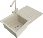 Granitinė virtuvinė plautuvė Mexen Cesar su mai&scaron;ytuvu ir sifonu, Beige