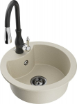 Granitinė virtuvinė plautuvė Mexen Diego su mai&scaron;ytuvu ir sifonu, Beige/Black