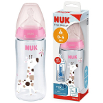 Antikolikinis butelis su jutikliniu NUK FC+, 300 ml + žindukas 0-6 m.