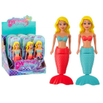 Vonios žaislas Mermaid Bath Wind Up Water Floating Turquoise Pink Doll