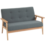 HOMCOM Dvigulė mink&scaron;tasuolis su apmu&scaron;alais, kompakti&scaron;kas dizainas, dvivietė sofa, medžiaginė sofa, dvivietė, linas ir kaučiukmedis, pilka, 115x66,5x73cm