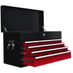 Įrankių dėžė, užrakinama, 3 stalčiai, plieninis korpusas, 60x26x34 cm, raudona + juoda