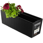 Balkono dėžutė vazonui + įdėklas 19x56cm Juodas