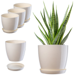 3x gėlių vazonas 23cm Uždangalas su stovu Kremas
