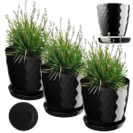 3x gėlių vazonas 25 cm dangtelis + juodas stovas